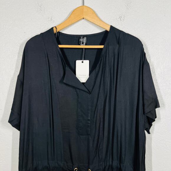 NEW! 17 Sundays Loose Knit Sheath Dress Tie Waist Black Cap Sleeve - 14 - Picture 4 of 6